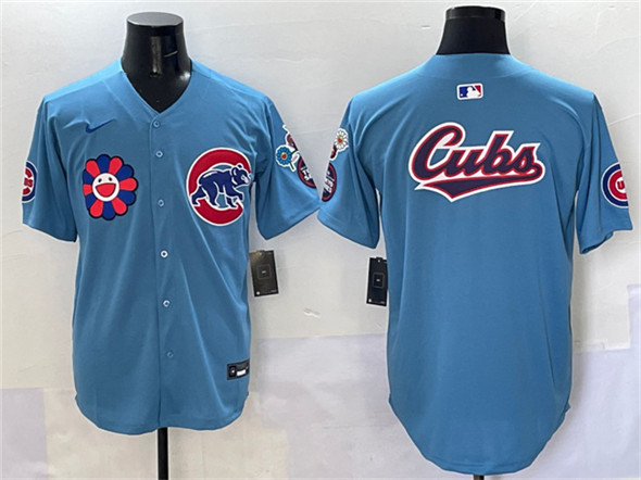 Men's Chicago Cubs Team Big Logo Blue 2025 Tokyo Series 2nd Alternate Limited Stitched Baseball Jersey