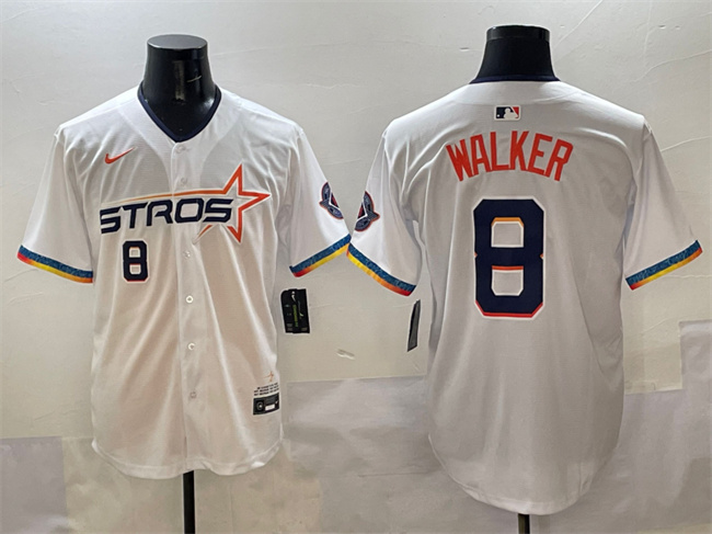 Men's Houston Astros #8 Christian Walker White 2025 City Connect Limited Stitched Baseball Jersey