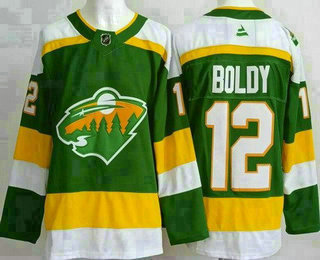 Men's Minnesota Wild #12 Matthew Boldy Green Alternate Authentic Jersey
