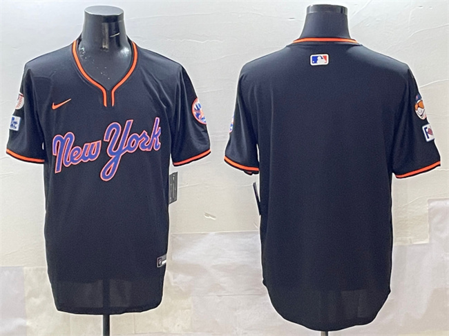 Men's New York Mets Blank Black 2025 Spring Training Stitched Baseball Jersey