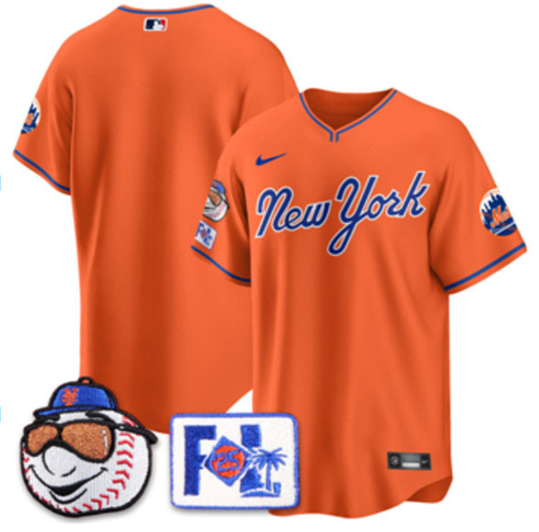 Men's New York Mets Blank Orange 2025 Spring Training Stitched Baseball Jersey