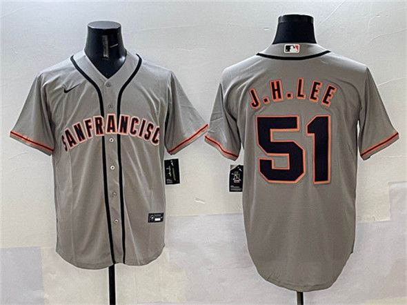 Men's San Francisco Giants #51 Jung Hoo Lee Gray Cool Base Stitched Baseball Jersey