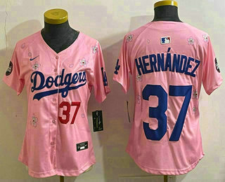 Women's Los Angeles Dodgers #37 Teoscar Hernandez Pink 2025 Tokyo Series Limited Stitched Jersey