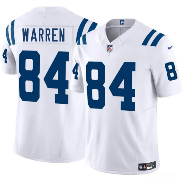 Men's Indianapolis Colts #84 Tyler Warren White 2025 Draft F.U.S.E. Vapor Limited Football Stitched Jersey