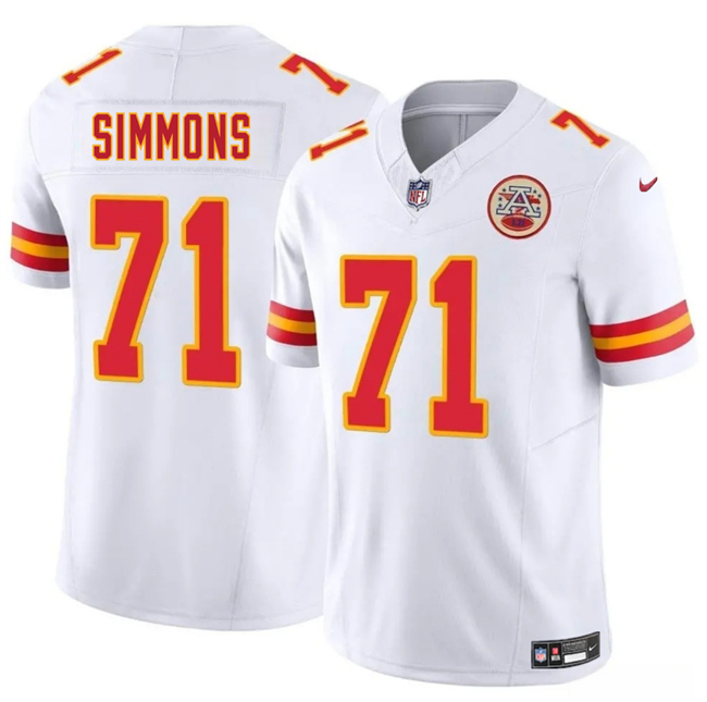 Men’s Kansas City Chiefs #71 Josh Simmons White 2025 Draft F.U.S.E. Vapor Untouchable Limited Football Stitched Jersey