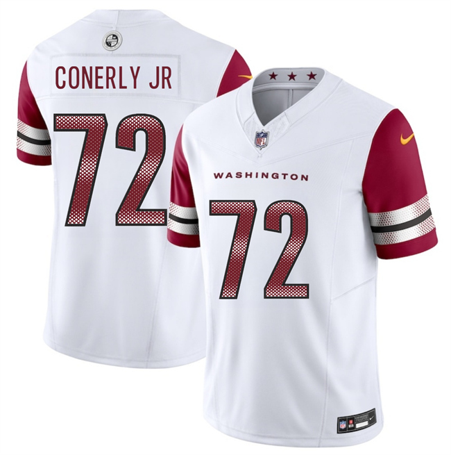 Men's Washington Commanders #72 Josh Conerly Jr White 2025 Draft F.U.S.E. Vapor Limited Football Stitched Jersey