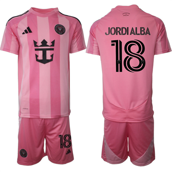 Inter Miami CF #18 JORDIALBA 2025-26 home Pink Adidas Soccer Suit jerseys