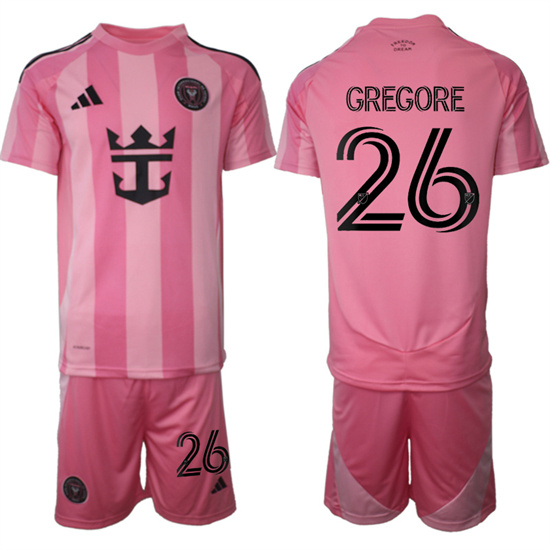 Inter Miami CF #26 GREGORE 2025-26 home Pink Adidas Soccer Suit jerseys