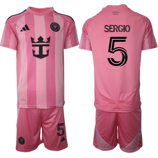 Inter Miami CF #5 SERGIO 2025-26 home Pink Adidas Soccer Suit jerseys