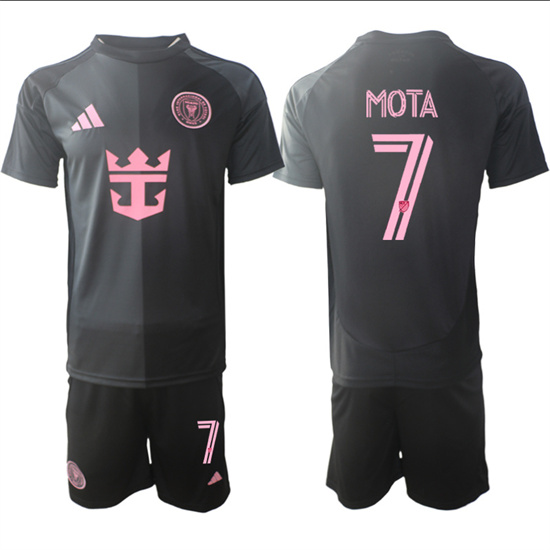 Inter Miami CF #7 MOTA 2025-26 Away Black Adidas Soccer Suit jerseys