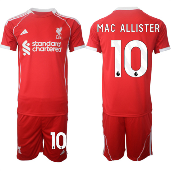 Liverpool #10 MAC ALLISTER 2025-26 home Red Adidas Soccer Suit Jerseys