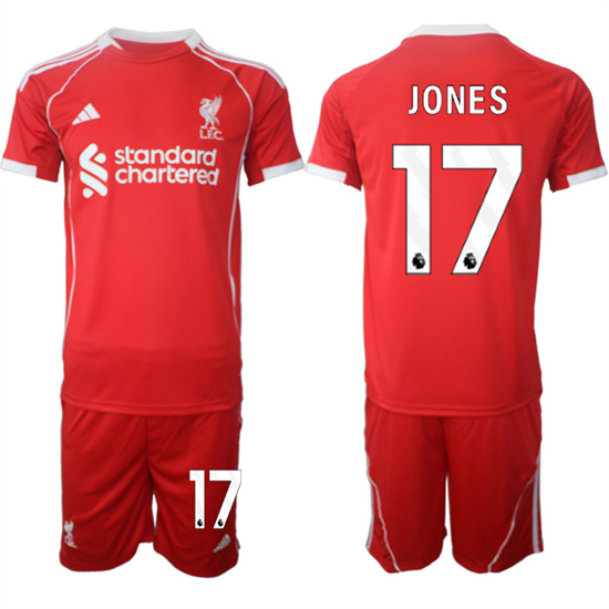 Liverpool #17 JONES 2025-26 home Red Adidas Soccer Suit Jerseys