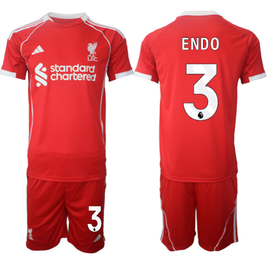 Liverpool #3 ENDO 2025-26 home Red Adidas Soccer Suit Jerseys