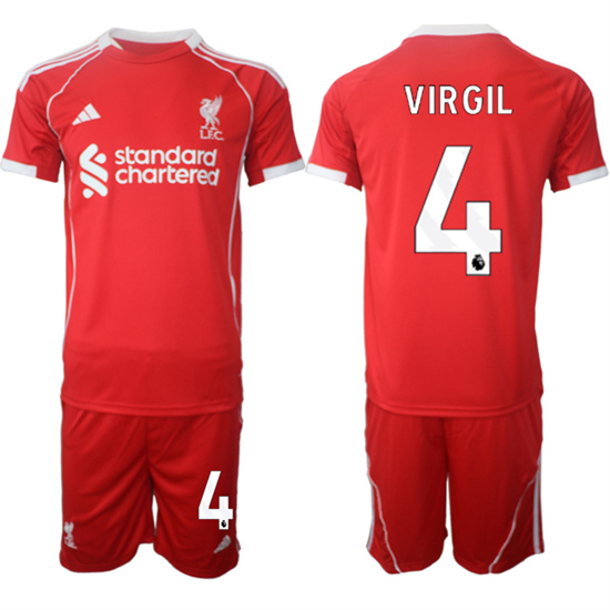 Liverpool #4 VIRGIL 2025-26 home Red Adidas Soccer Suit Jerseys
