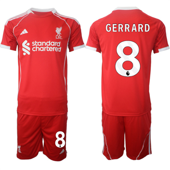 Liverpool #8 GERRARD 2025-26 home Red Adidas Soccer Suit Jerseys