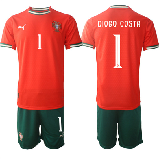 Men's Portugal #1 DIOGO COSTA 2025-26 home Red  Soccer Suit Jerseys