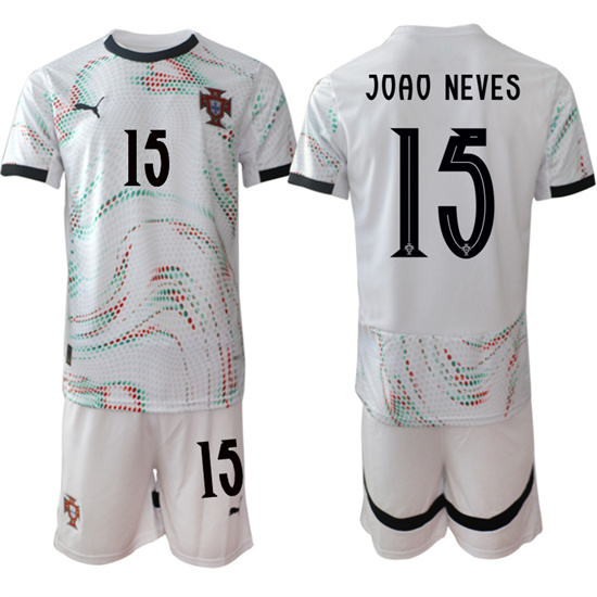 Men's Portugal #15 JOAO NEVES 2025-26 Away White Soccer Suit Jerseys