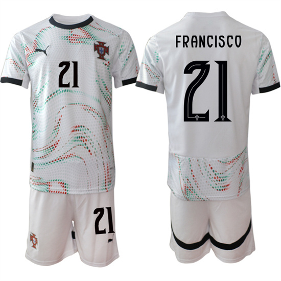 Men's Portugal #21 FRANCISCO 2025-26 Away White Soccer Suit Jerseys