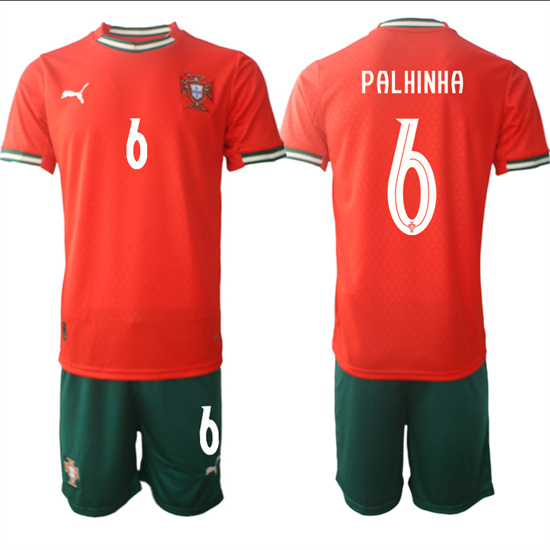 Men's Portugal #6 PALHINHA 2025-26 home Red Soccer Suit Jerseys