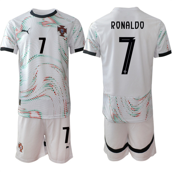 Men's Portugal #7 RONALDO 2025-26 Away White Soccer Suit Jerseys