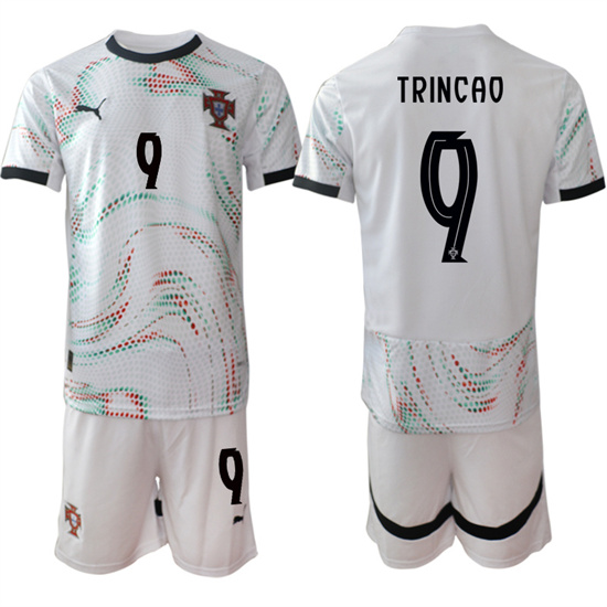 Men's Portugal #9 TRINCAO 2025-26 Away White Soccer Suit Jerseys