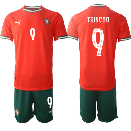 Men's Portugal #9 TRINCAO 2025-26 home Red Soccer Suit Jerseys