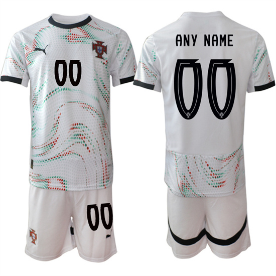 Men's Portugal Custom Any Name And Number 2025-26 Away White Soccer Suit Jerseys