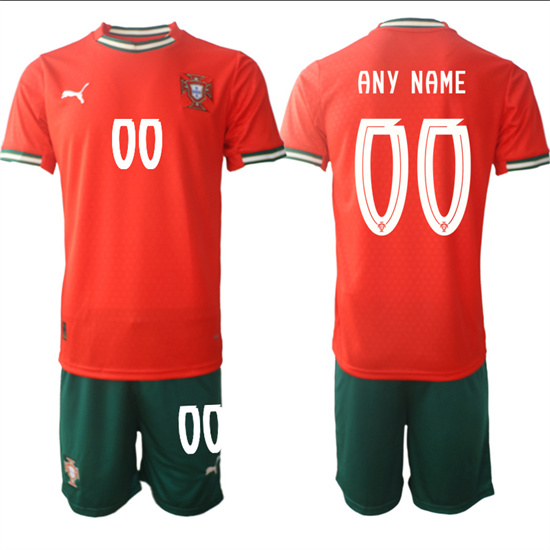 Men's Portugal Custom Any Name And Number 2025-26 home Red Soccer Suit Jerseys