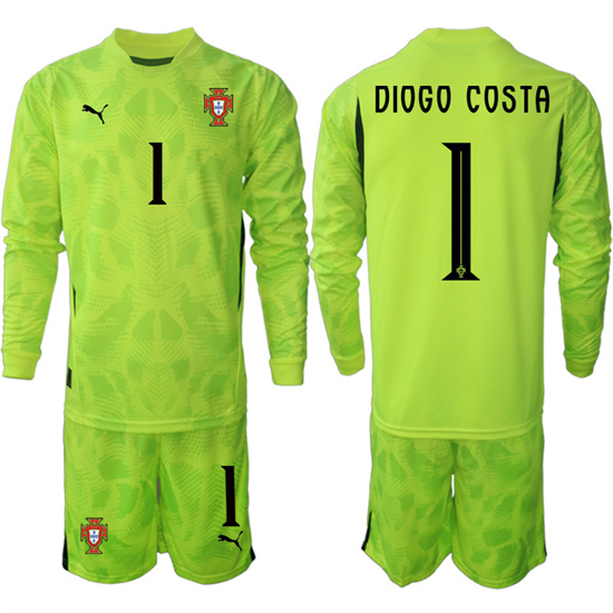 Portugal 1# DIOGO COSTA 2025-26 Fluorescent green goalkeeper Long Sleeve Soccer Suit Jerseys