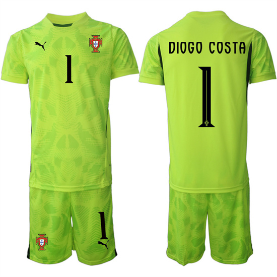 Portugal 1# DIOGO COSTA 2025-26 Fluorescent green goalkeeper Short Sleeve Soccer Suit Jerseys