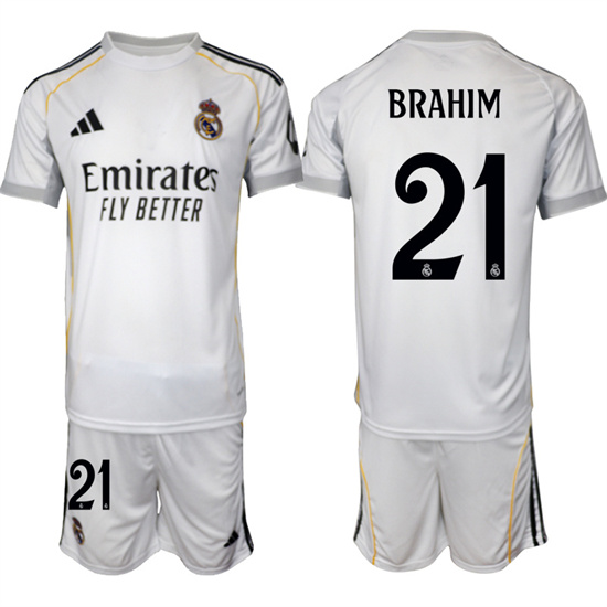 Real Madrid #21 BRAHIM 2025-26 home White Adidas Soccer Suit Jerseys
