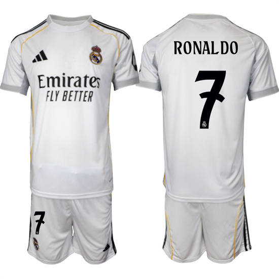 Real Madrid #7 RONALDO 2025-26 home White Adidas Soccer Suit Jerseys