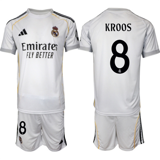 Real Madrid #8 KROOS 2025-26 home White Adidas Soccer Suit Jerseys