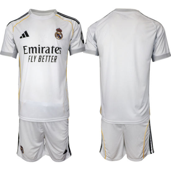 Real Madrid Blank 2025-26 home White Adidas Soccer Suit Jerseys