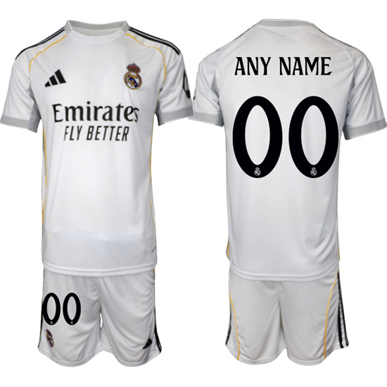 Real Madrid Custom Any Name And Number 2025-26 home White Adidas Soccer Suit Jerseys