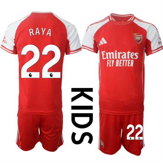 Youth Arsenal #22 RAYA 2025-26 home Red Soccer Kids suit jerseys
