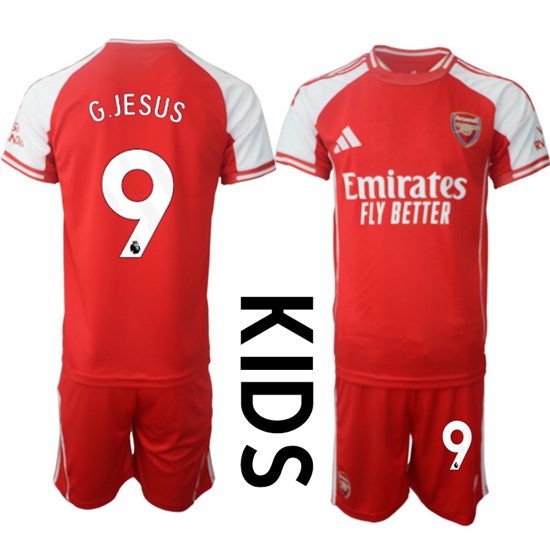 Youth Arsenal #9 G.JESUS 2025-26 home Red Soccer Kids suit jerseys