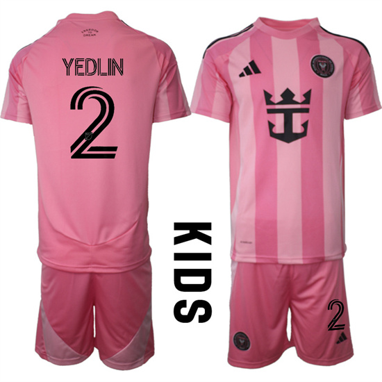 Youth Inter Miami CF #2 YEDLIN 2025-26 Home Pink Adidas Soccer Kids Suit jerseys