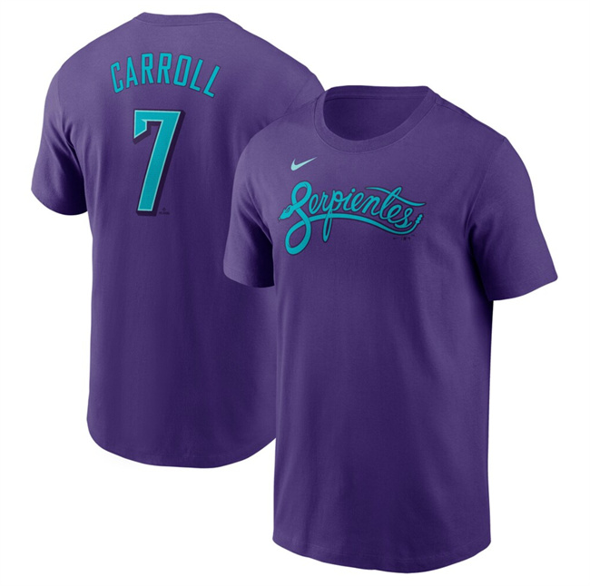 Men's Arizona Diamondbacks #7 Corbin Carroll Purple 2025 City Connect Name & Number T-Shirt