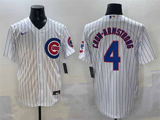 Men's Chicago Cubs #4 Pete Crow-Armstrong White Cool Base Stitched Baseball Jersey