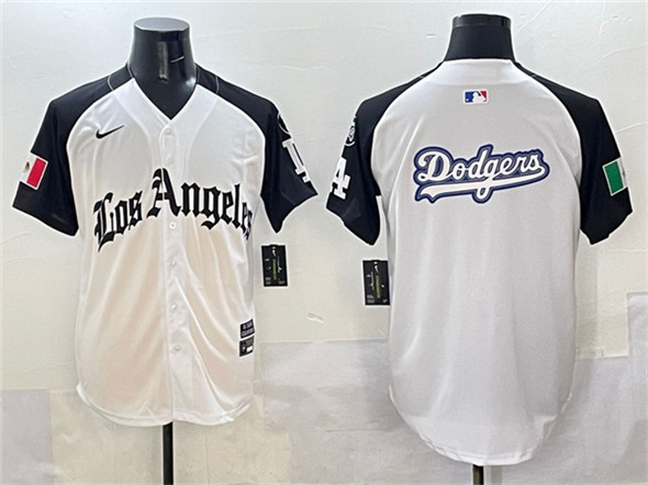Men's Los Angeles Dodgers Team Big Logo White Black Mexico 2025 LA Gothic Style With Fernando Patch Vapor Premier Limited Stitched Baseball Jersey