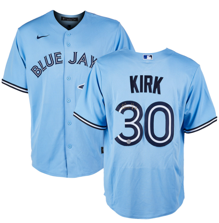 Men's Toronto Blue Jays #30 Alejandro Kirk Light Blue Cool Base Stitched Jersey