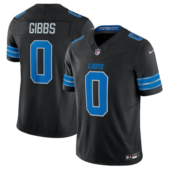 Women's Detroit Lions #0 Jahymr Gibbs Black 2025 F.U.S.E. Vapor Limited Football Stitched Jersey(Run Smaller)