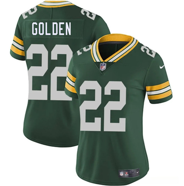 Women's Green Bay Packers #22 Matthew Golden Green 2025 Vapor Untouchable Limited Football Stitched Jersey(Run Small)
