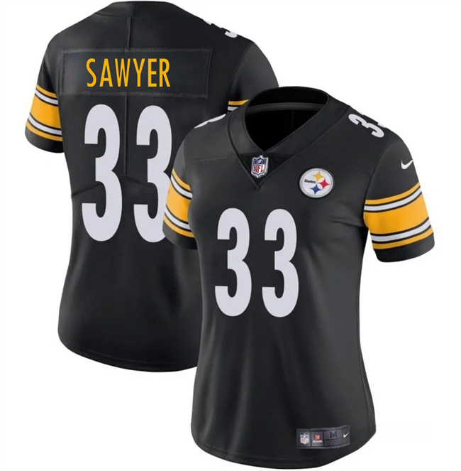 Women's Pittsburgh Steelers #33 Jack Sawyer Black 2025 Draft Vapor Untouchable Limited Football Stitched Jersey(Run Small)