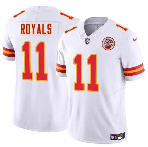 Men's Kansas City Chiefs #11 Jalen Royals White 2025 Draft F.U.S.E. Vapor Untouchable Limited Football Stitched Jersey