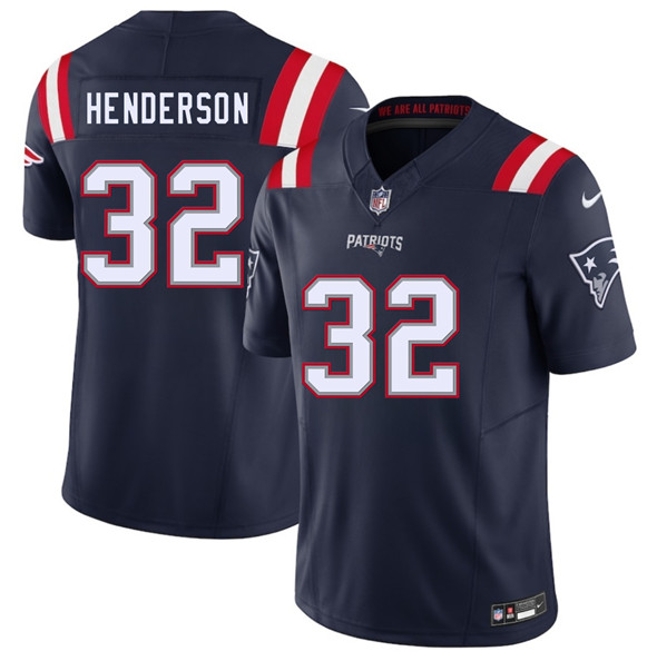 Men's New England Patriots #32 TreVeyon Henderson Navy 2025 F.U.S.E. Vapor Limited Football Stitched Jersey