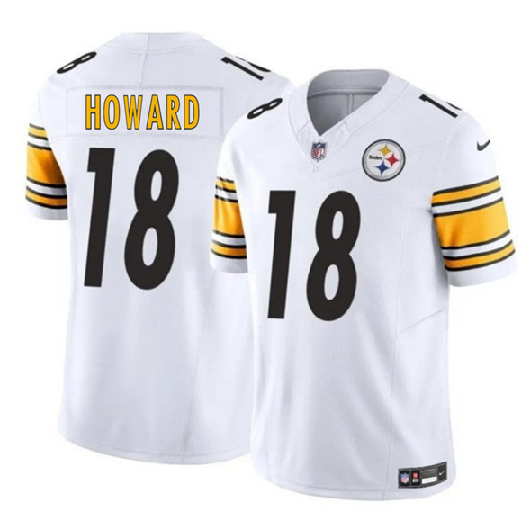 Men's Pittsburgh Steelers #18 Will Howard White 2025 Draft F.U.S.E. Vapor Limited Football Stitched Jersey