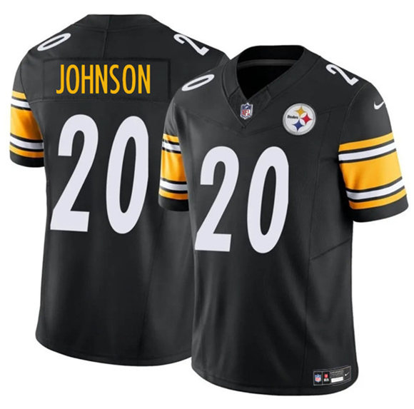 Men's Pittsburgh Steelers #20 Kaleb Johnson Black 2025 Draft F.U.S.E. Vapor Limited Football Stitched Jersey