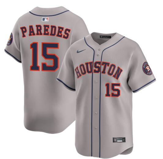 Men's Isaac Paredes #15 Houston Astros Road Gray Limited Nike Jersey